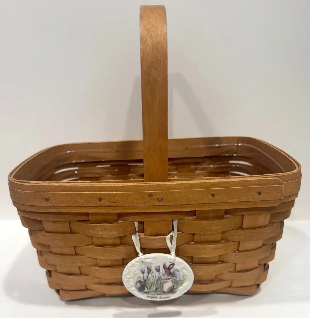 LONGABERGER Large Basket 2006 Easter Handmade Woven USA Liner